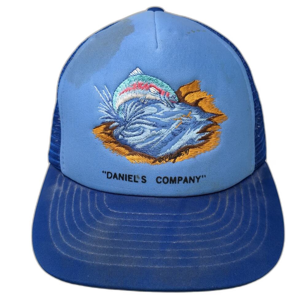Mountaintop Marketing Trucker Hat Blue One Size Fish Daniels Company Snapback